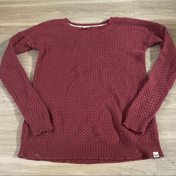 Roxy maroon knit pullover sweater cotton blend size medium - Picture 1 of 8